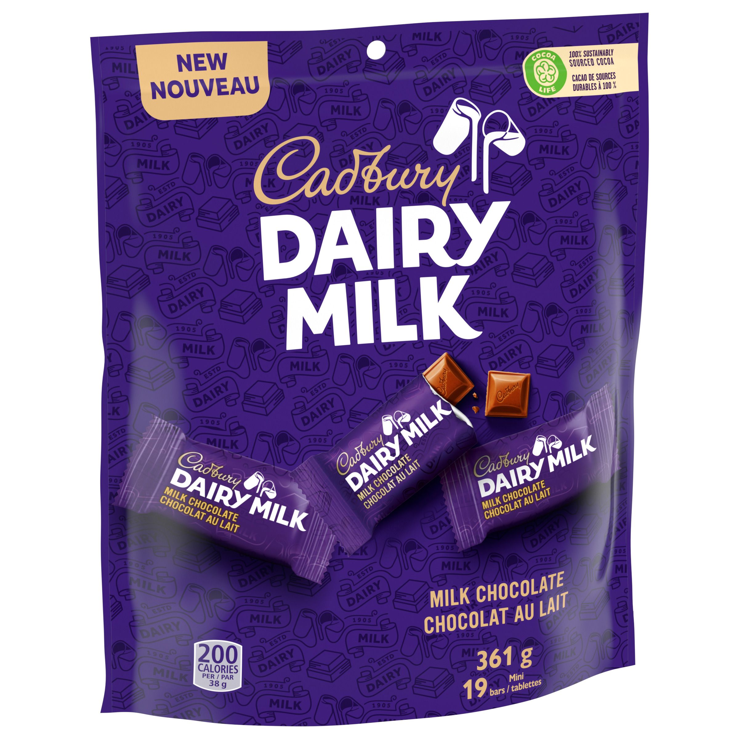 Cadbury Dairy Milk Chocolat Au Lait, 19 Unités, 361 g