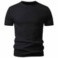 thumbnail image 2 of FRSASU Men's T-Shirts Short Sleeve Knit Casual Crewneck Ribbed Soft Breathable Slim Fit Tee for Daily Wear Black, 2 of 6