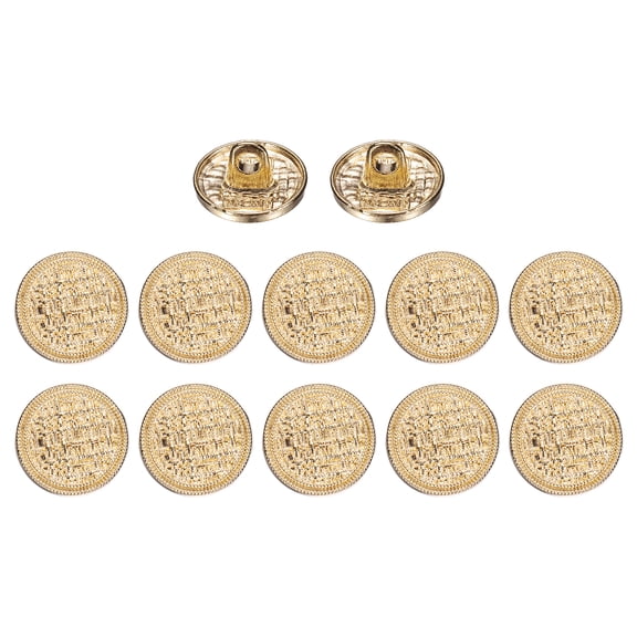 12Pack Metal Shank Buttons, 12mm / 0.47" Retro Round Weave Buttons Sewing Accessories for Clothing Coat Uniform Shirt Suit Craft DIY, Gold