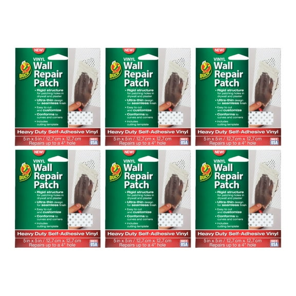 Duck Brand 5 in. x 5 in. White Vinyl Wall Repair Patch, 6 pack