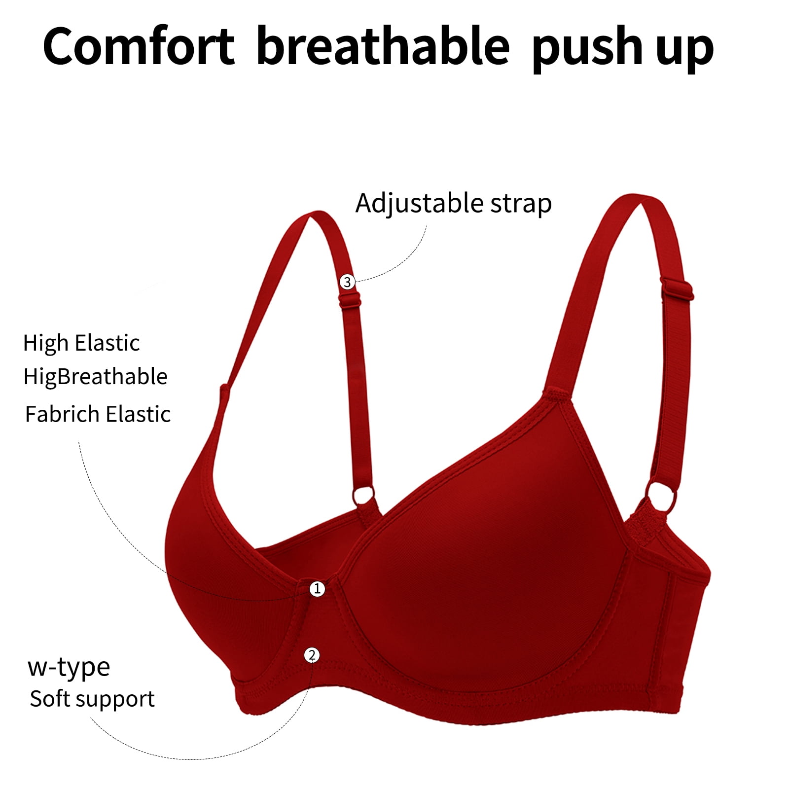 6PC Pack Women Push Up Bra Everyday Underwear Comfortable Lingerie Bralette with Support Anti-Sag-Size90B/40B