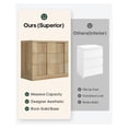 thumbnail image 5 of 27.6” Tall Fluted Nightstand, 31.5” Wide Oversized Night Stands, Extra Large Wood Bedside Side Table, 3 Drawers Storage, -Century Modern End Table for Bedroom Sofa Living Room, Thickened Top, Oak, 5 of 9