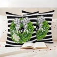 thumbnail image 3 of Welcome Pillow Covers 2 Pack Spring Country Farm Green Boxwood Flowers Wreath Black Stripes Pillowcase Waterproof Outdoor Throw Pillow Cover for Patio Garden Square Cushion 24”x24”, 3 of 9
