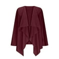 thumbnail image 4 of Womens Suede Jacket Ruffled Asymmetric Long Velvet Blazers Coat Casual Jackets Lightweight Casual Open Front Cardigan Long Sleeve Lapel Coat 2026 Fall Fashion Trends Clothes, 4 of 7