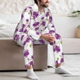 thumbnail image 7 of Salouo Orchids Flowers Print Button-Front Long Sleeve Pajama Set for Men, Soft 2Pjs Men's Long Sleeve Sleepwear-X-Large, 7 of 7