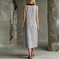 thumbnail image 4 of Womens Summer Dresses Sleeveless Sundresses Women's Casual Crew-Neck Multi-Color Pocket Sleeveless Dress Gray L, 4 of 6
