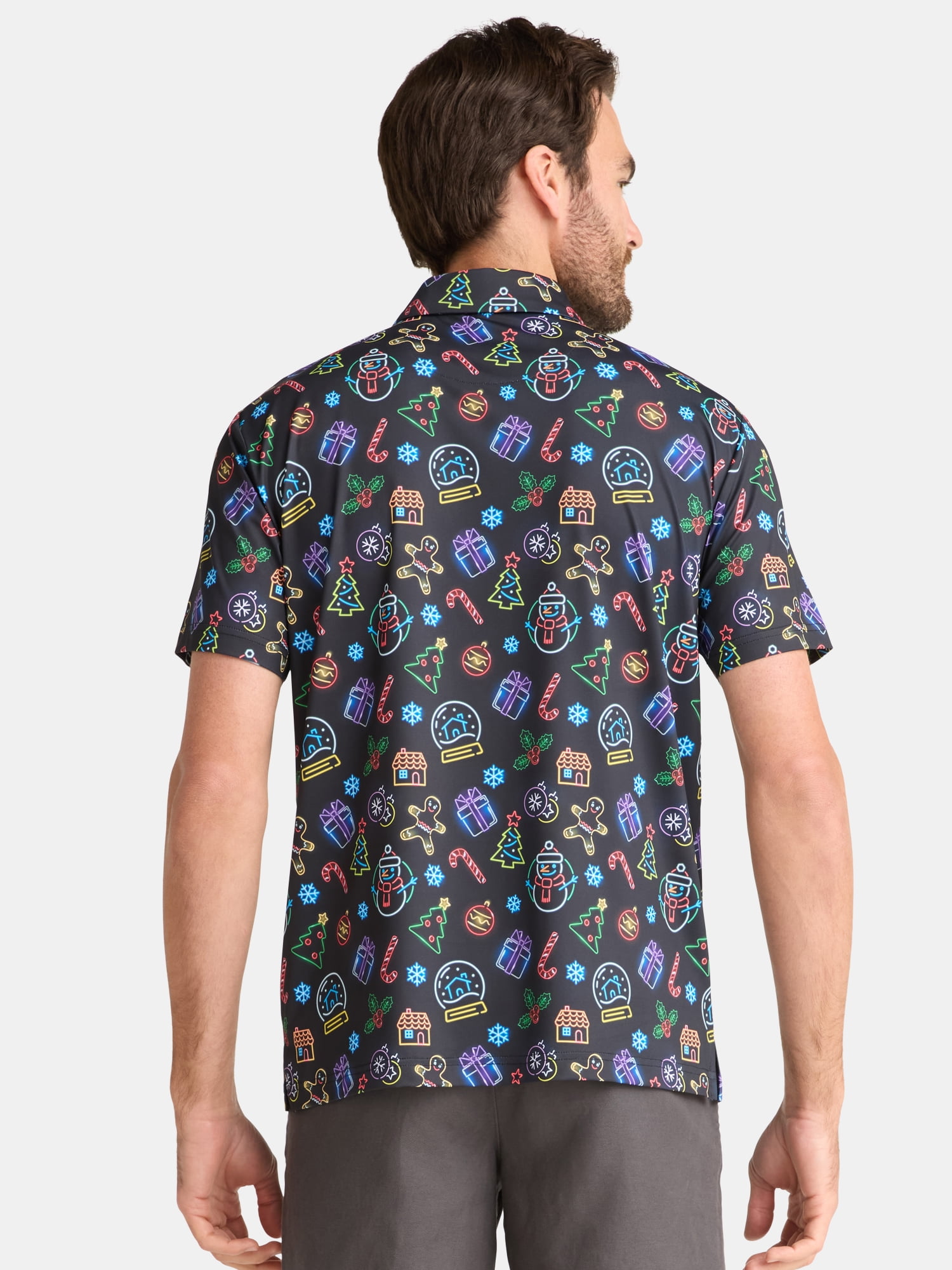 Birdie Bound Men's Christmas Holiday Print Golf Polo Shirt, Sizes S-3XL