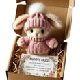thumbnail image 6 of Mini Bunny Hug Cute Easter Gift, Crochet Mini Rabbit Hug with Knitted Hat and Pom Pom, Bunny Stuffed Animal Sets with Box and Sweet Card, Comforting Gift for Loved Ones Teachers, Friends, 6 of 8