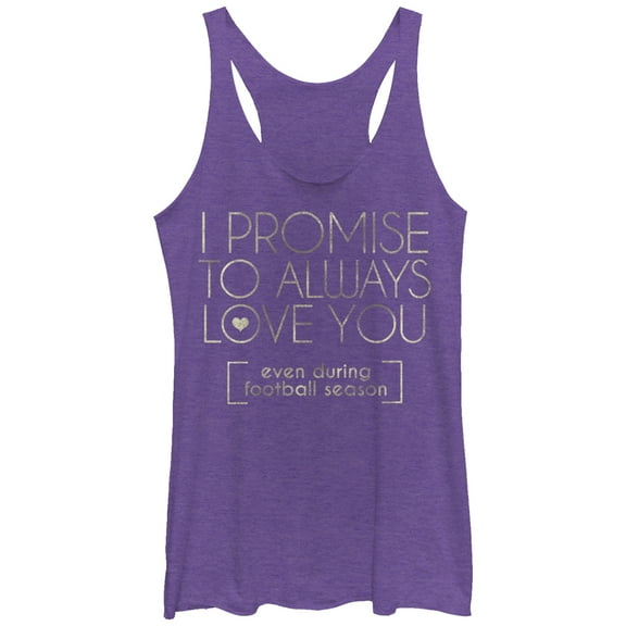 Women's CHIN UP I Promise to Love You During Football Season  Racerback Tank Top Purple Heather Small