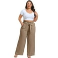 thumbnail image 4 of Cueply Womens Wide Leg Pants Plus Size Elastic Tie Knot Lounge Pants Loose Trousers with Pockets, 4 of 5