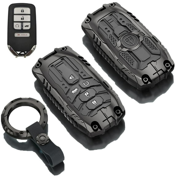 Compatible with Honda Key Fob Cover, Key fob Case Shell for 2016-2022 Accord Pilot CRV 2016-2021 Civic 2019-2024 Passport 5 Buttons, Metal Shell & Soft Silicone Protection