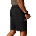 thumbnail image 4 of Fgvctg Mens Shorts Cargo Elastic Waistband Summer Beach Casual Cargo Short Stretch Oversized Work Classic Fit Shorts Soft Waistband Drawstring Pant with Multi Pockets,Black,XL, 4 of 5