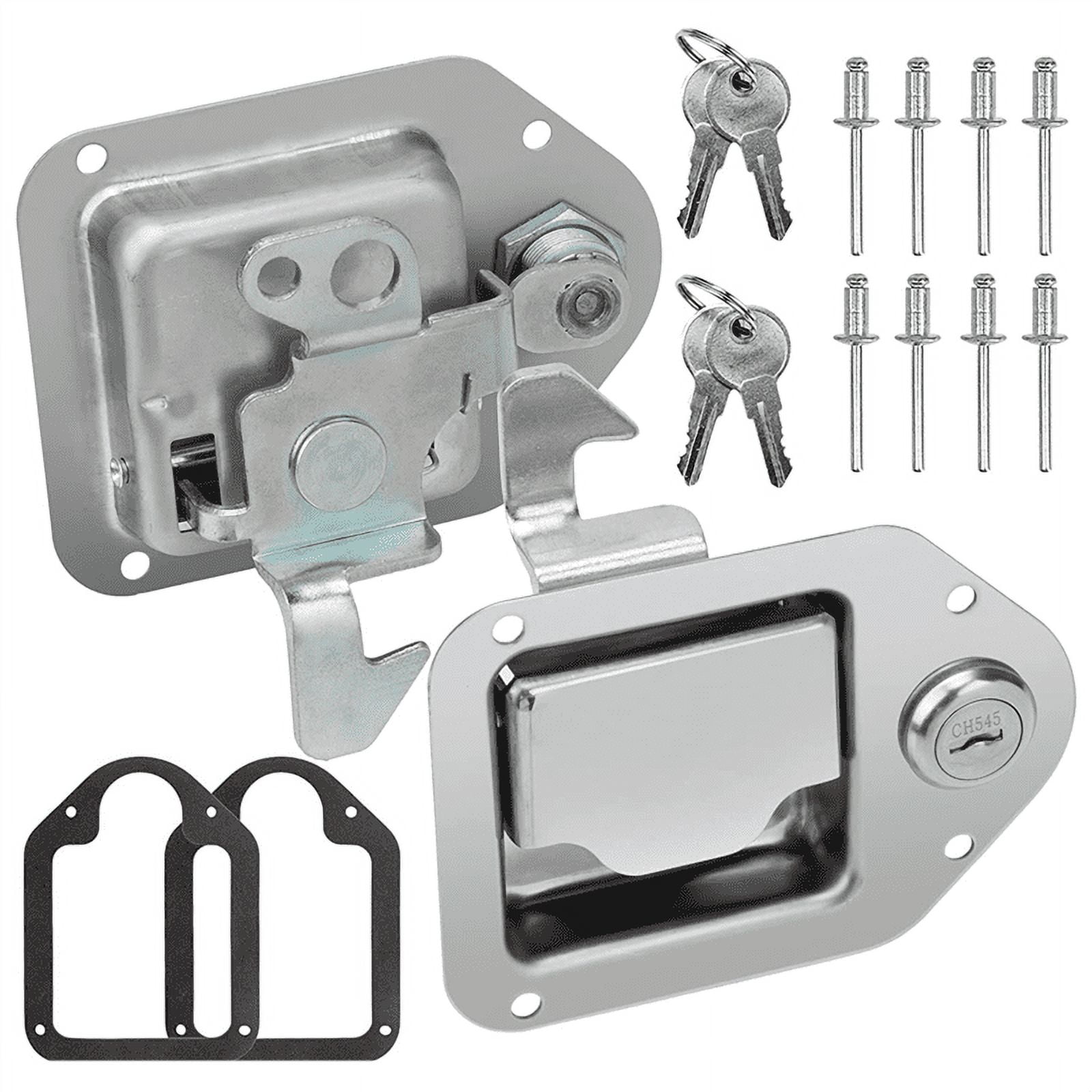 Truck Tool Box  Replacement Stainless Steel Toolbox Paddle Lock Replacement Handle with Keys for Truck RV Trailer