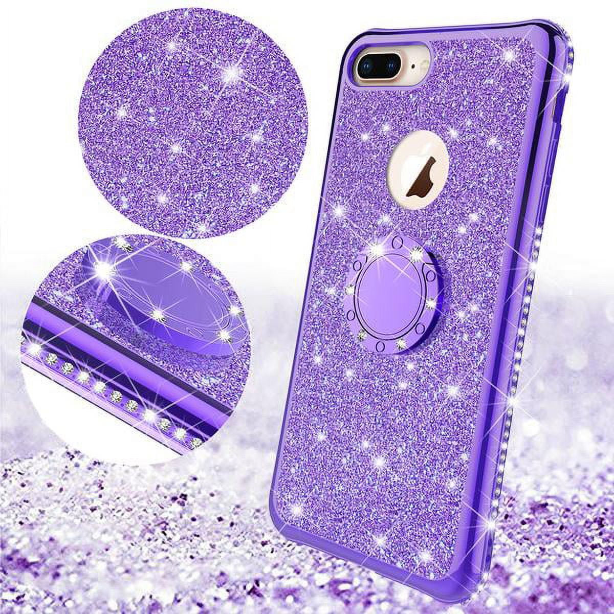 Coverlab Iphone 7 Plus Case, Iphone 8 Plus Case, Liquid Floating Quicksand Glitter Phone Case Girls Kickstand,bling Diamond Bumper Ring Stand Protecti