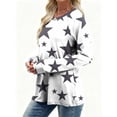 thumbnail image 4 of ZUKMRJPC Women's Long Sleeve Shirts Crewneck Cute Stars Print Loose Fit Tunics Sweatshirt Fall Soft Comfy Casual Basic Cotton Tees Tops, 4 of 7