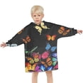 thumbnail image 3 of Black Blue Orange Butterfly Pattern Blanket Hoodies for Kids 6-13YR Oversize Wearable Blanket Hoodies for Boys Girls Teens, 3 of 7