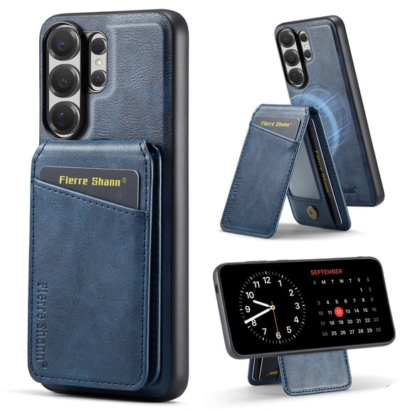 Dteck Magnetic Wallet Case for Samsung Galaxy S26 Ultra, Shockproof Leather TPU Detachable Card Slots Wallet RFID Blocking Case Compatible with Mag Safe Kickstand Back Cover,Blue