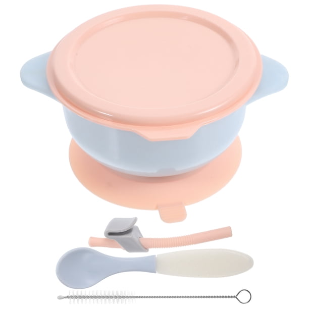 1 juego de tazón para bebé con tapa y ventosa, tazón de alimentación automático para bebés, tazón de comida para niños pequeños con cuchara
