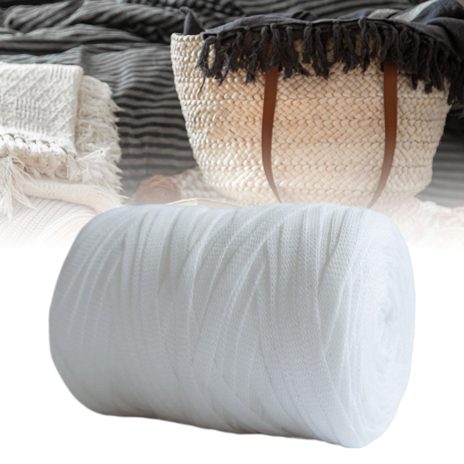 Knitting Yarn Spaghetti Yarn Blanket Cushion, Crocheting Chunky Yarn, Fabric Cloth Yarn for Rugs Bags, Cushion Throw Blanket White