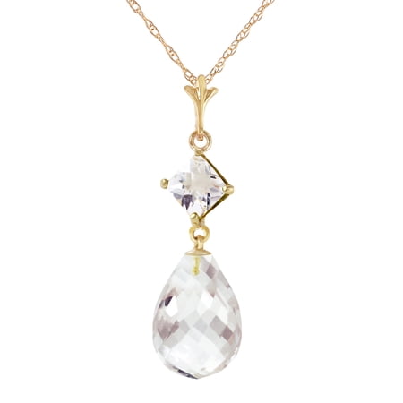 Galaxy Gold 14K Solid Gold 5.5 Carat Natural Topaz Pendant Necklace for Women - Yellow Gold Fine Jewelry