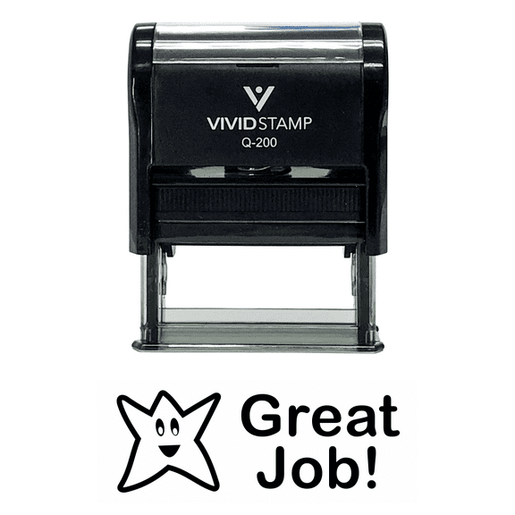 Vivid Stamp GREAT JOB Teacher Self Inking Rubber Stamp (Black Ink) - Medium
