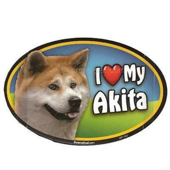 I Love My Akita Oval Magnet