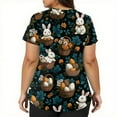 thumbnail image 5 of Fabrcox S-5XL Bunny Egg Hunt Print Holiday Womens Scrub Tops V Neck Short Sleeve Easter Womens Nursing Uniforms Shirts with Pocket, 5 of 6