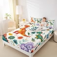 thumbnail image 4 of Castle Fairy Kawaii Dinosaur 3Pcs Twin Sheet Sets for Child Children Preppy,Cartoon Wildlife Twin Fitted Sheet,Cute Animal Breathable Flat Sheet,Super Cozy Room Decor, 4 of 7