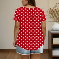 thumbnail image 4 of T Shirts for Women Plus Size Short Sleeved Polka Dot Round Neck Button Up Pleated T Shirt Top, 4 of 6