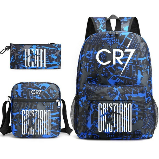 Mochila De moda CR7 para estudiantes Juego de 3 piezas capacidad para escuela bolsa de viaje bolso de hombro para boligrafos Fivean unisex