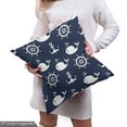 thumbnail image 4 of Ambesonne Navy Blue Fabric by the Yard Upholstery, Maritime Anchor Whale, 2 Yards, Navy Blue White, 4 of 4