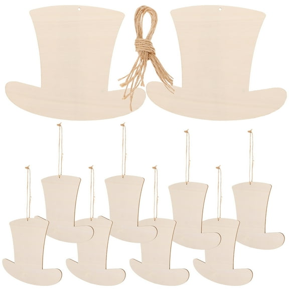 Wooden Hat Shaped Ornaments for Home Decor and DIY Crafts Beige Color 10 Pieces