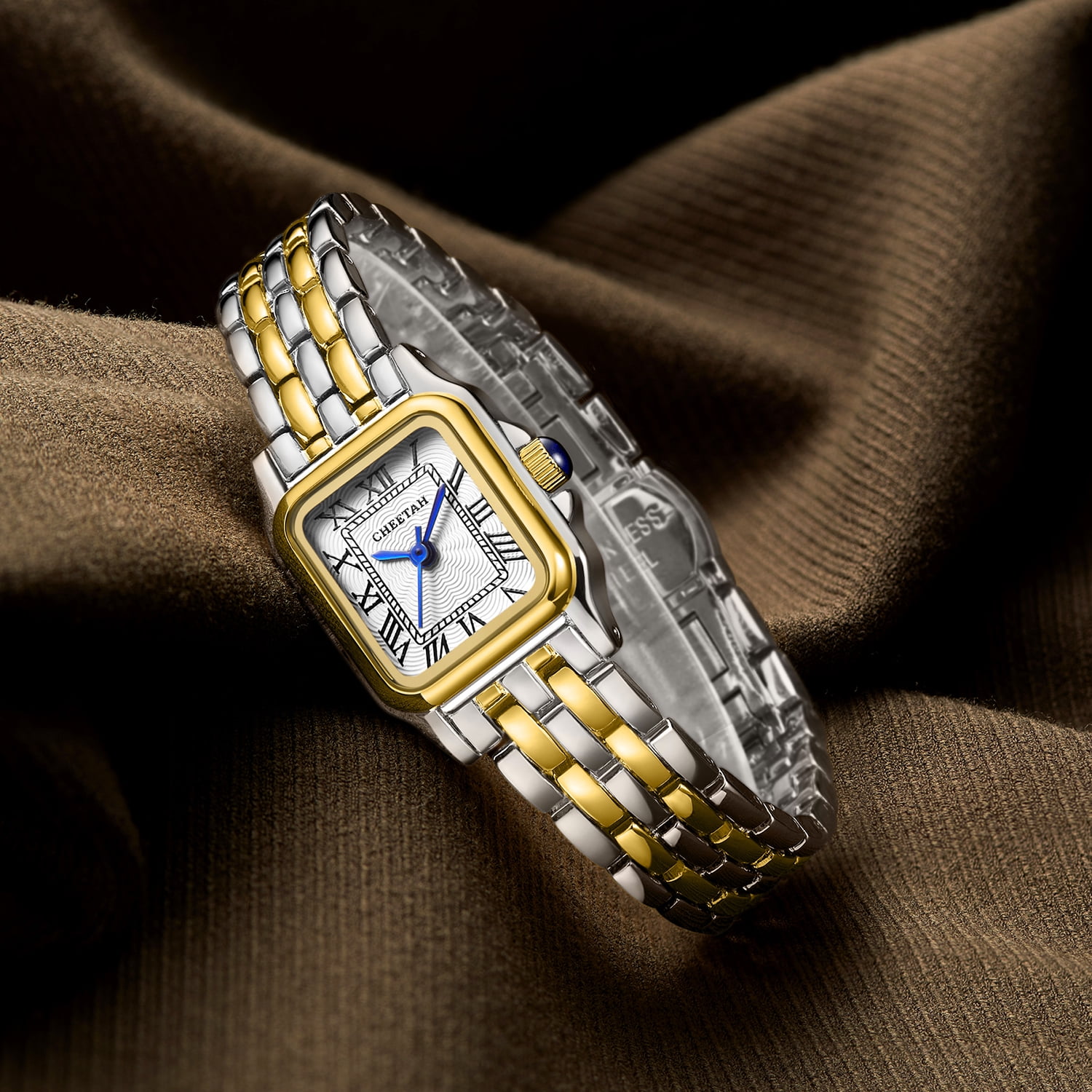 CHEETAH Watches for Women with Small Vintage Bracelet, Rectangular Case Roman Dial