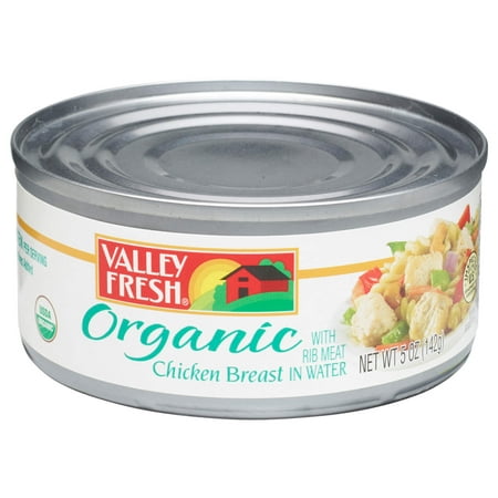 (3 Pack) Valley Fresh Organic Canned Chicken Breast with Rib Meat in Water, 5 (Best Quality Canned Chicken)