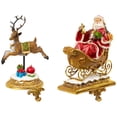 thumbnail image 2 of Northlight Santa and Reindeer Glittered Christmas Stocking Holders - 9.5” - Gold - Set of 2, 2 of 9