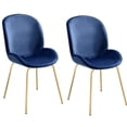 thumbnail image 2 of Luxurious Velvet Upholstery - Add Elegance to Your Dining Space with These Blue and Gold Side Chairs, 2 of 3
