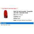 thumbnail image 2 of Right Tail Light Assembly - Compatible with 1988 - 2000 GMC C3500 1989 1990 1991 1992 1993 1994 1995 1996 1997 1998 1999, 2 of 2