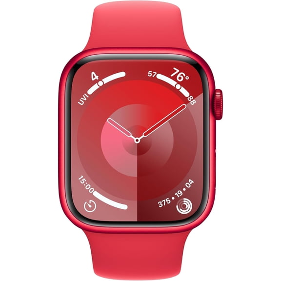 Pre-Owned Apple Watch Series 9 [GPS + Cellular 45mm] Smartwatch with (PRODUCT) Aluminum Case and (PRODUCT)RED Sport Band - S/M. Fitness Tracker, ECG Apps, Always-On Retina Display, Water Resistant - Red (Fair)