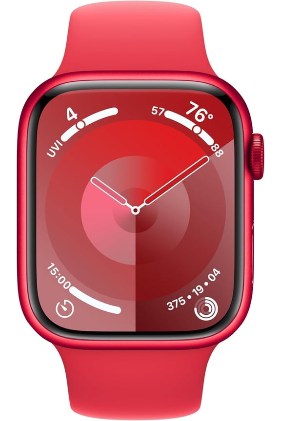 Pre-Owned Apple Watch Series 9 [GPS + Cellular 45mm] Smartwatch with (PRODUCT) Aluminum Case and (PRODUCT)RED Sport Band - S/M. Fitness Tracker, ECG Apps, Always-On Retina Display, Water Resistant - Red (Fair)