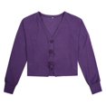 thumbnail image 3 of Cotton Ladies V-neck Fashion Design Loose Solid Color Casual Cardigan, 3 of 4