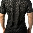 thumbnail image 3 of guisaled Men's Sheer Mesh Short Sleeve Round Neck T Shirts Solid Plain See Through Sparkling Tops Fashion Sexy Club Party Tops Valentines Day s, 3 of 6