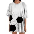 thumbnail image 1 of Blusa informal de manga corta con estampado geométrico de manga corta para mujer Fridja  gope2804, 1 of 6
