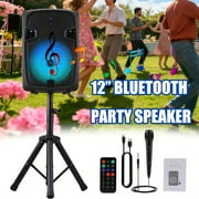 RIDWIND Large Bluetooth Party Speaker with 12 Woofer, Portable Rechargeable Sound System, LED Lights, Karaoke Mic, TWS Stereo, FM Radio, AUX/USB/TF, Bass Boost