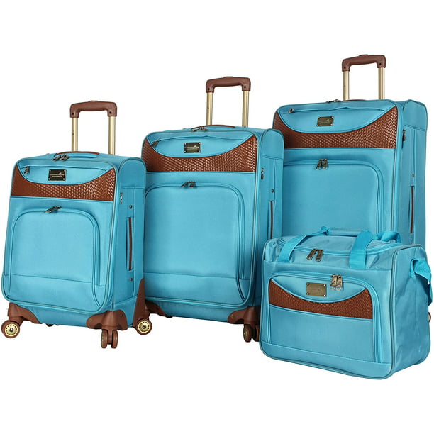 Caribbean Joe Castaway Designer Luggage - 4 Piece Softside Expandable  Lightweight Spinner Suitcases- Travel Set includes Tote Bag, 20-Inch Carry  on,