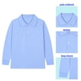 thumbnail image 3 of CINVREST Boys Girls School Uniform Polo-Collar Long Sleeve Button Tees Back To School Comfy Soft Casual Polos Shirt 2-15Y (14 Years, Blue), 3 of 5