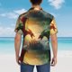 thumbnail image 4 of Balery Castle Red Green Sky Dragon Camisas hawaianas de manga corta para hombre, camisas playeras de corte holgado, camisas de vacaciones con botones,Medium, 4 of 7