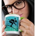 thumbnail image 2 of 3dRose, Downhill Skier Silhouette in Blue Hues with Adventure Word Art, 11oz Two-Tone Green Mug, 2 of 7
