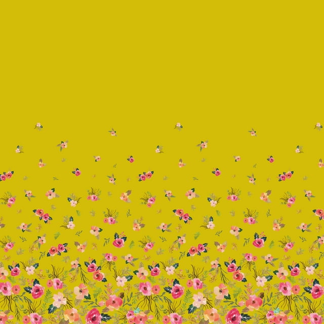 Soimoi Silk Fabric Leaves & Flower Panel Print Fabric by the Yard 42 Inch Wide