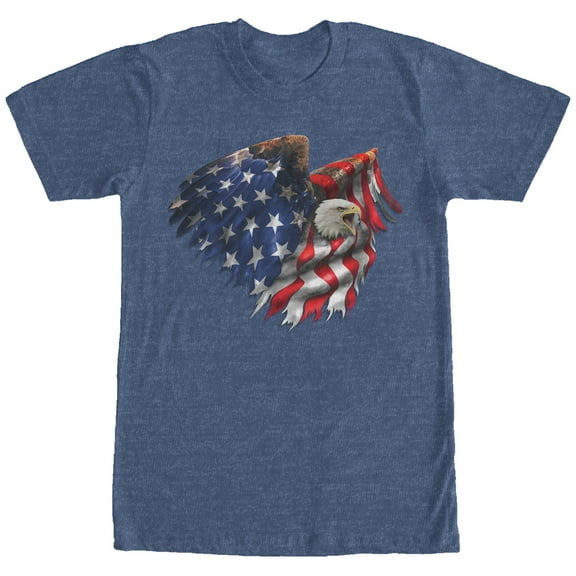 Men's Lost Gods Bald Eagle American Flag  Graphic Tee Navy Blue Heather Medium