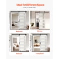 thumbnail image 3 of VEVOR Sliding Barn Door, 32 x 84 inch, High-Strength MDF Panel and Glass, Barn Door with Hardware Kit, Water-Proof PVC Surface, Easy to Install, H-Frame, Smoothly and Quietly Sliding for Living Room, 3 of 9